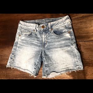 American Eagle outfitters blue zip up shorts.